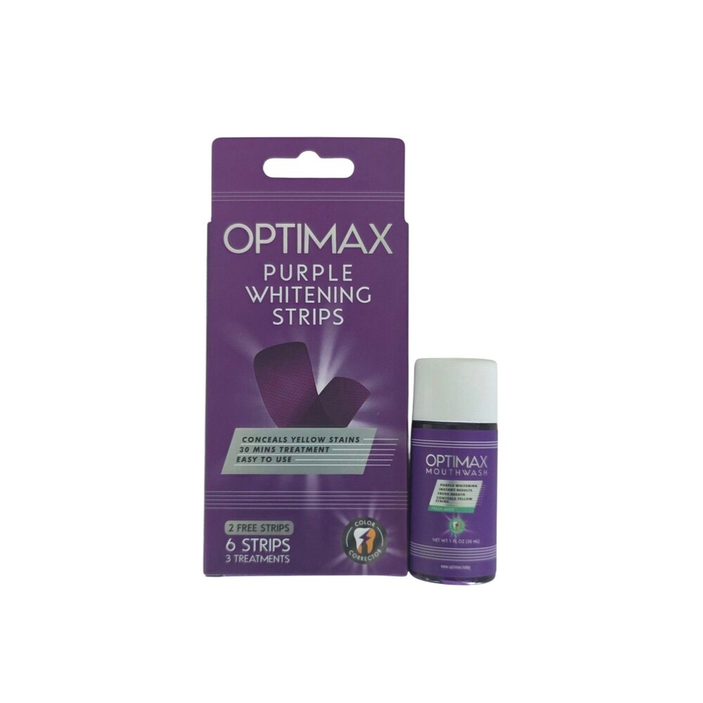 Optimax Purple Whitening Strips & Mouthwash~Lot Of 2